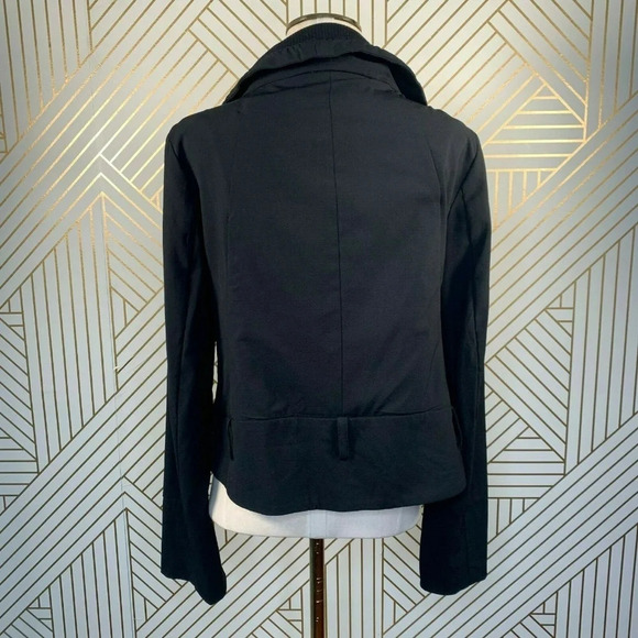 Annette Gortz Jacket Coat Zip Front Funnel Neck Moto‎ Black Size 36 US XS 4 6 - Picture 6 of 8